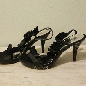 Special Occasions 10 10B Black Rhinestone Heels